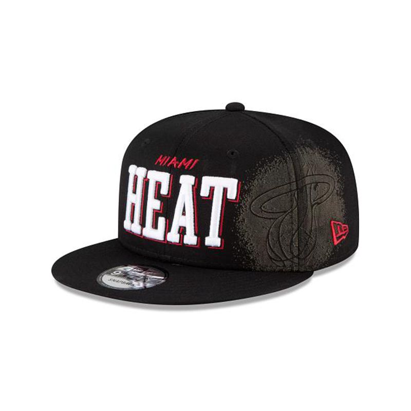 NBA Miami Heat Faded 9Fifty Snapback (WDS2516) - Black New Era Caps